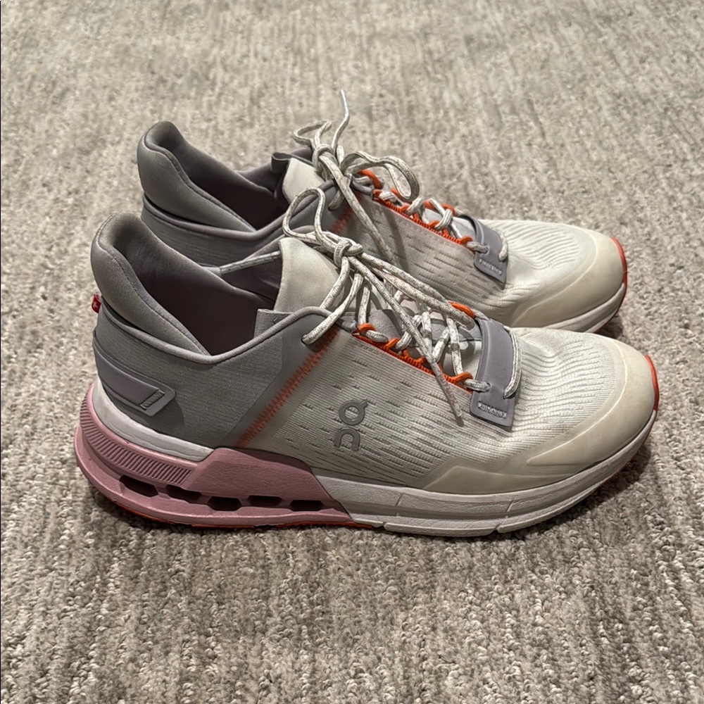 On Running Women's Gray and Pink Running Shoes